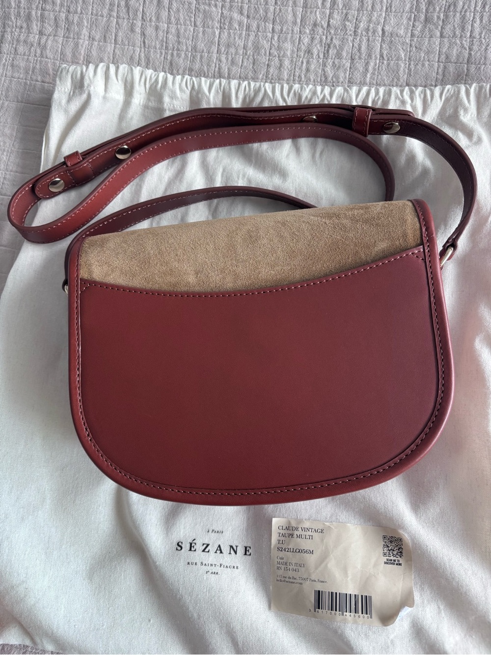 NWT Sézane Claude Vintage Bag in Multi Taupe - Picture 6 of 10